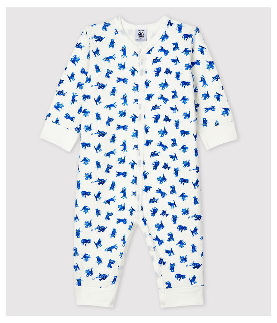Tutina pigiama gattini bebè in tubique bianco MARSHMALLOW/bianco MULTICO