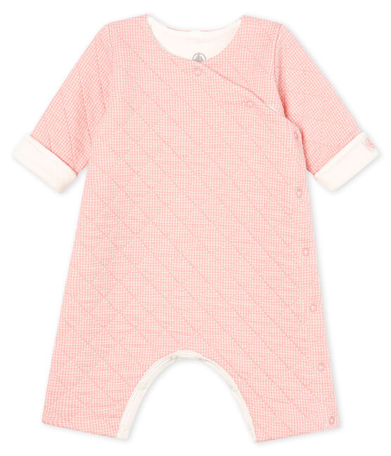 Tutina lunga bebè in tubique trapuntato rosa CHARME/bianco MARSHMALLOW CN