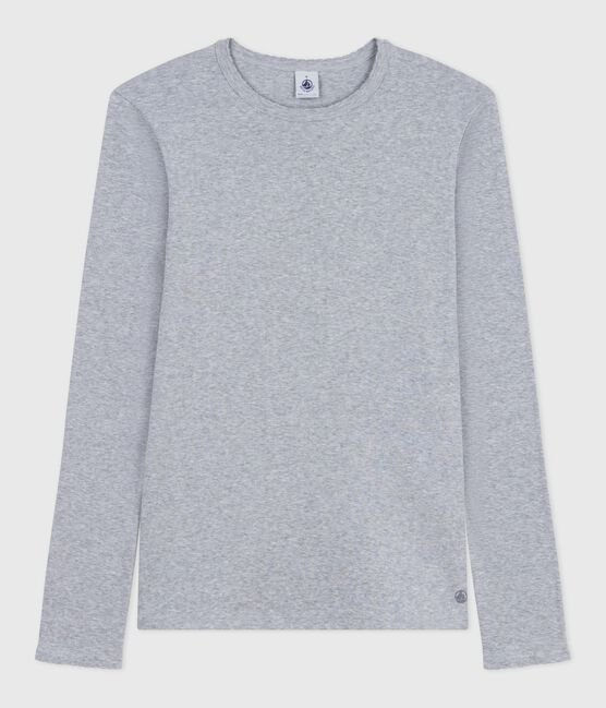 T-shirt L'Iconique a maniche lunghe in cotone con punto cocotte donna grigio FUMEE CHINE