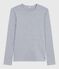 T-shirt L'Iconique a maniche lunghe in cotone con punto cocotte donna grigio FUMEE CHINE