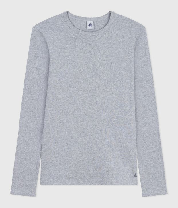 T-shirt L'Iconique a maniche lunghe in cotone con punto cocotte donna FUMEE CHINE