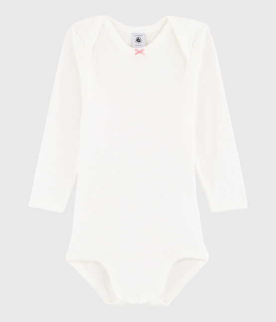 Body manica lunga bebè femmina bianco MARSHMALLOW