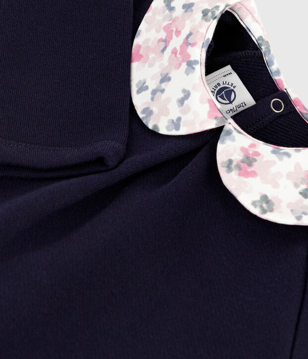 Felpa in cotone tinta unita con colletto stampato neonata SOIR