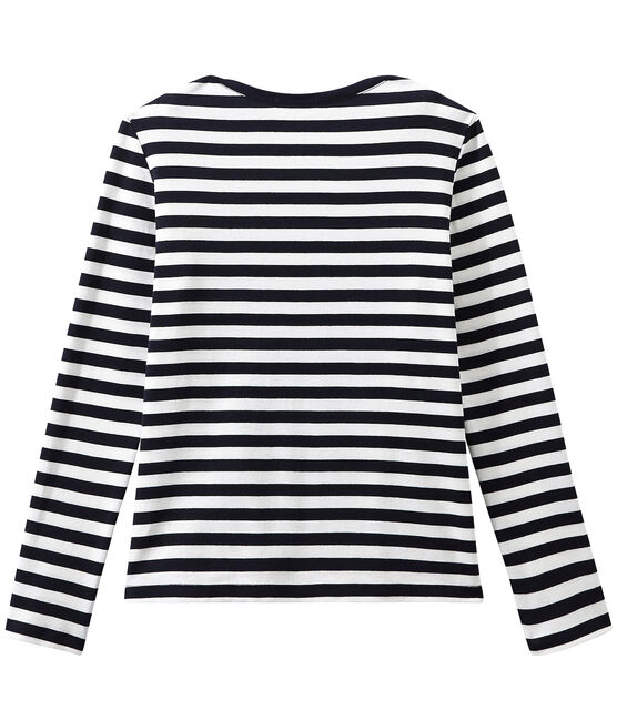 T-shirt donna a maniche lunghe a righe blu SMOKING/bianco MARSHMALLOW