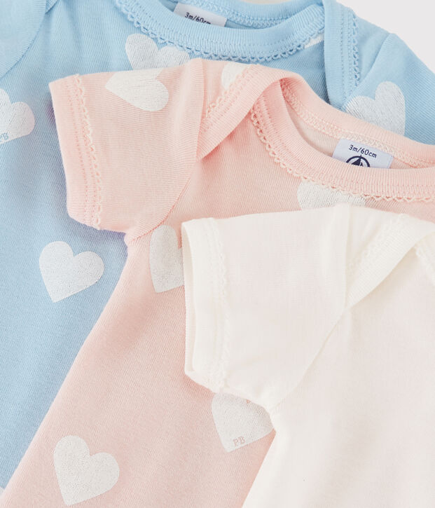 Confezione da 3 body manica corta pastello beb&egrave; femmina in cotone biologico multicolore