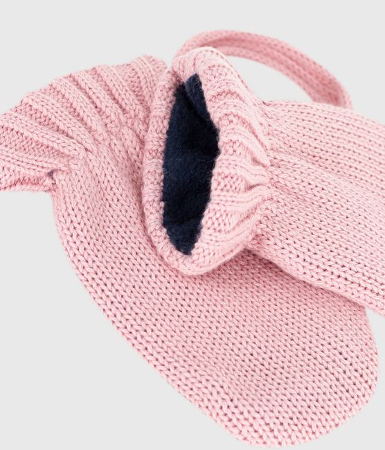 Muffole in maglia foderata in pile neonata rosa CHARME