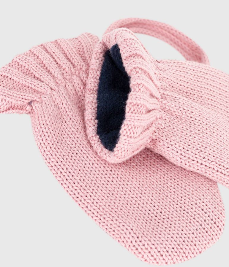 Muffole in maglia foderata in pile neonata rosa
