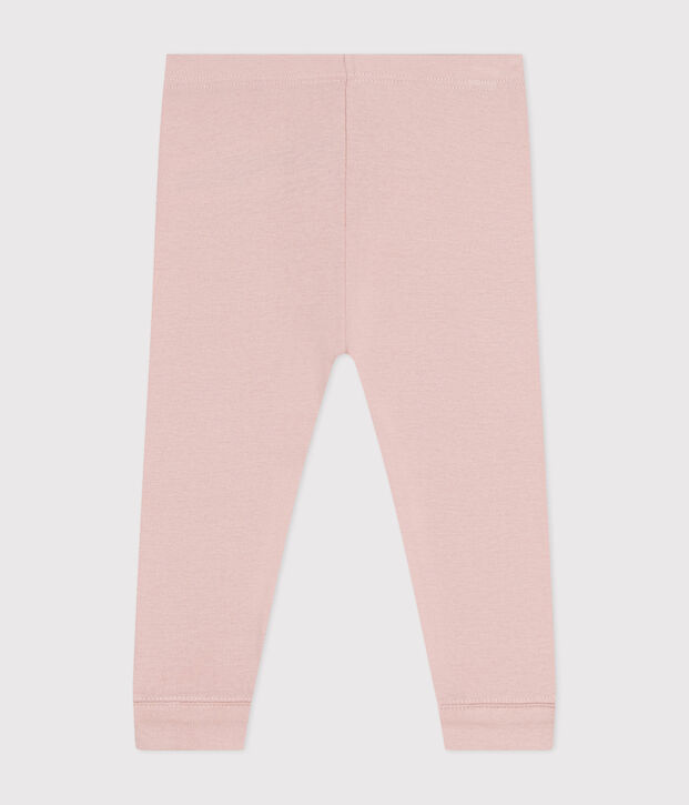 Leggings in cotone tinta unita neonato rosa