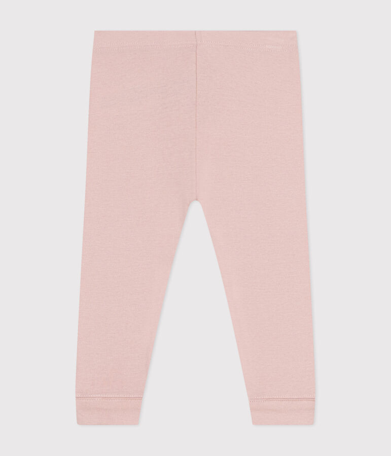 Leggings in cotone tinta unita neonato rosa