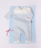 Tutina in maglia di misto lana e cotone a righe neonato blu/blu