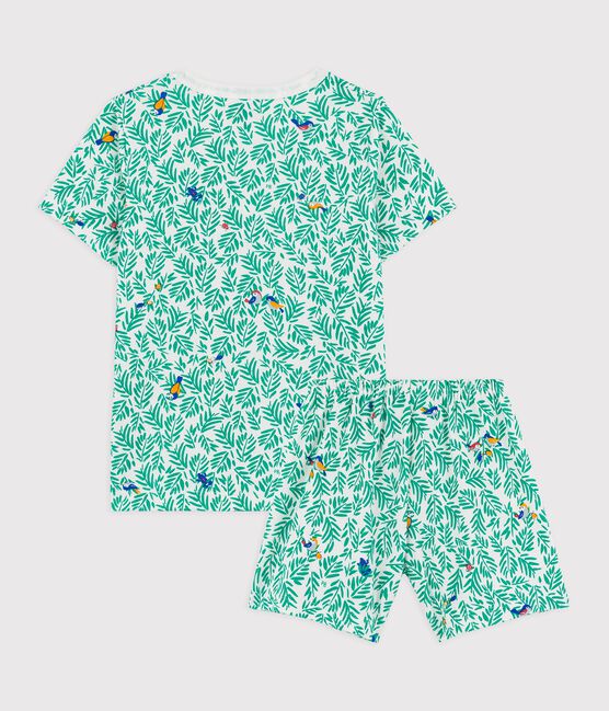 Pigiama corto stampa fantasia bambino in cotone bianco MARSHMALLOW/bianco MULTICO