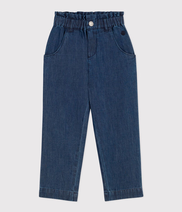 Pantaloni dritti in denim leggero bambina blu