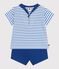 Set 2 pezzi in cotone con T-shirt con colletto alla marinara neonato blu MILK/ PERSE