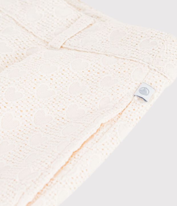 Shorts in cotone con motivi a cuori bambina bianco