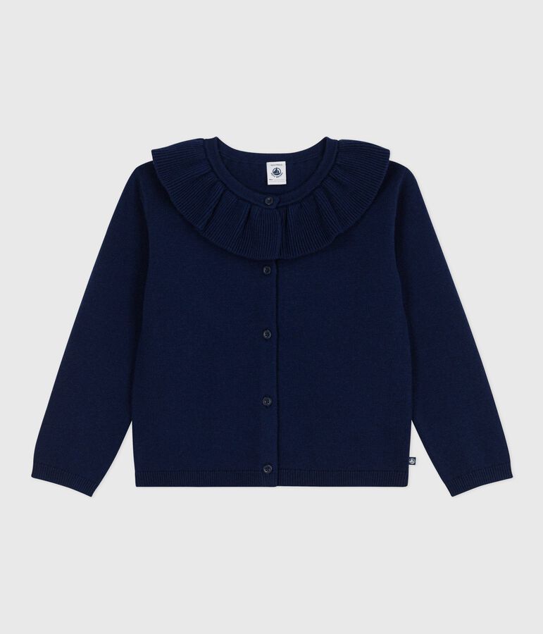 Cardigan in misto lana e cotone tinta unita bambina blu SOIR