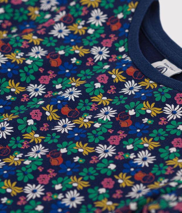 T-shirt stampata in jersey leggero bambina blu/multicolore