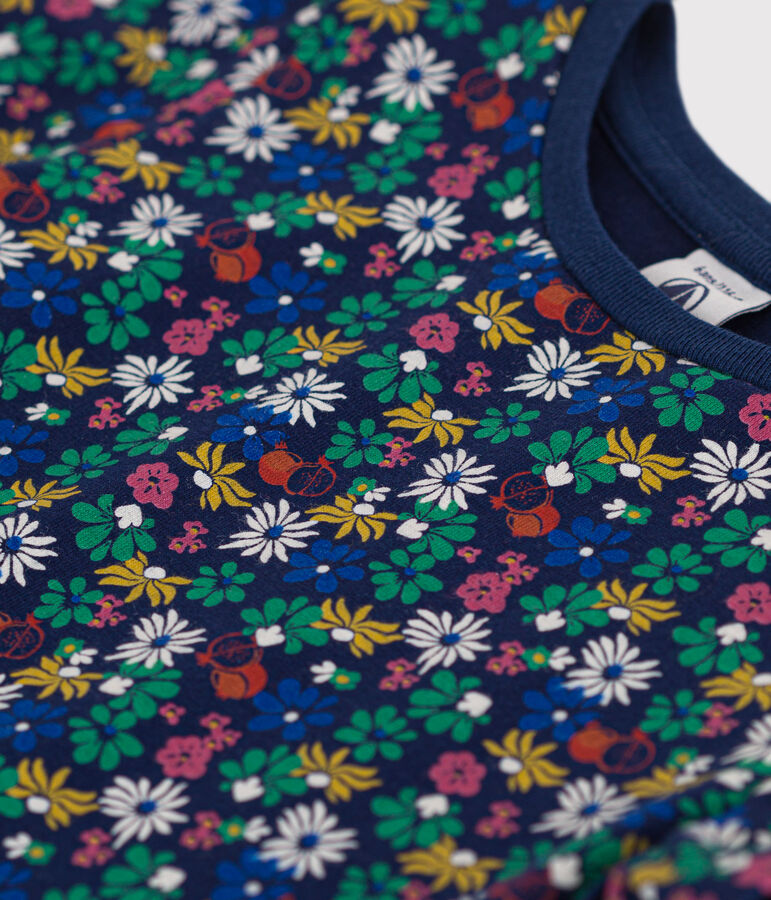 T-shirt stampata in jersey leggero bambina blu/multicolore