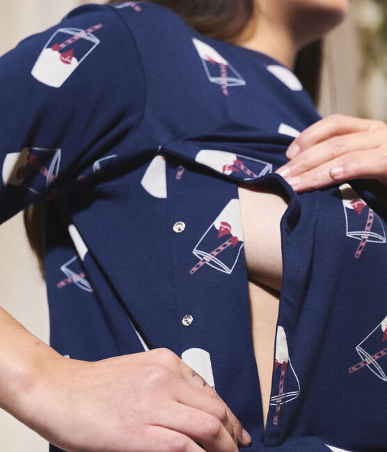 Pigiama allattamento Tajinebanane x Petit Bateau blu MEDIEVAL/bianco MULTICO