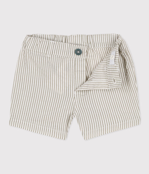 Shorts beb&egrave; in seersucker verde/bianco