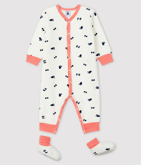 Completo notte bebè in spugna bouclette bianco MARSHMALLOW/blu MEDIEVAL