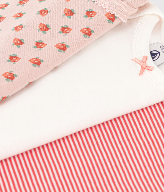 Confezione da 3 body bebè manica corta a fiori in cotone variante 1