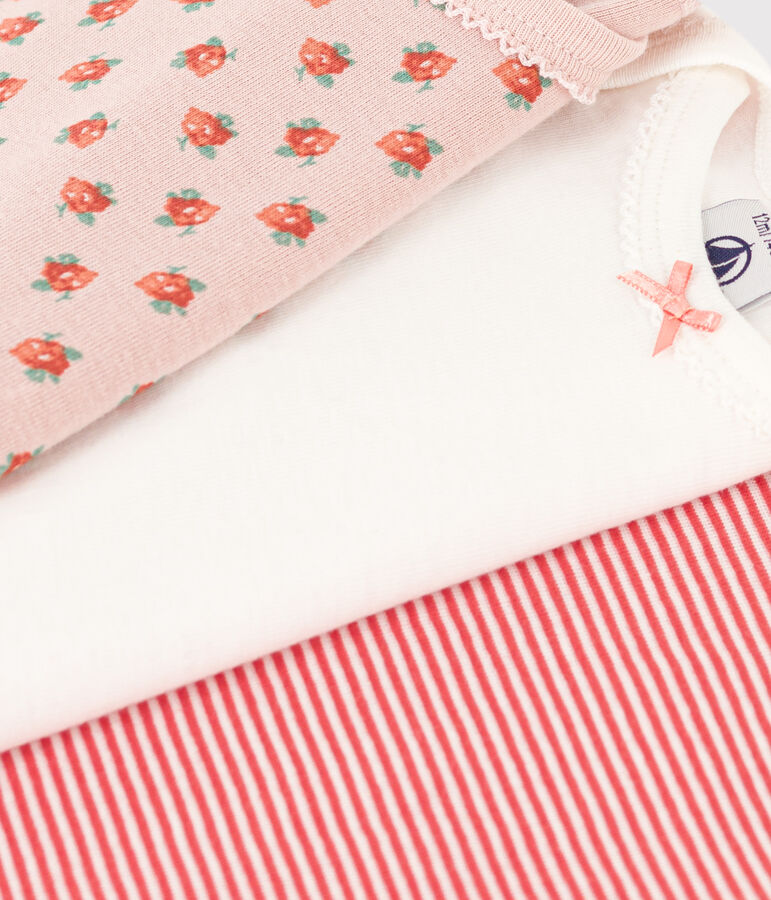 Confezione da 3 body beb&egrave; manica corta a fiori in cotone variante 1