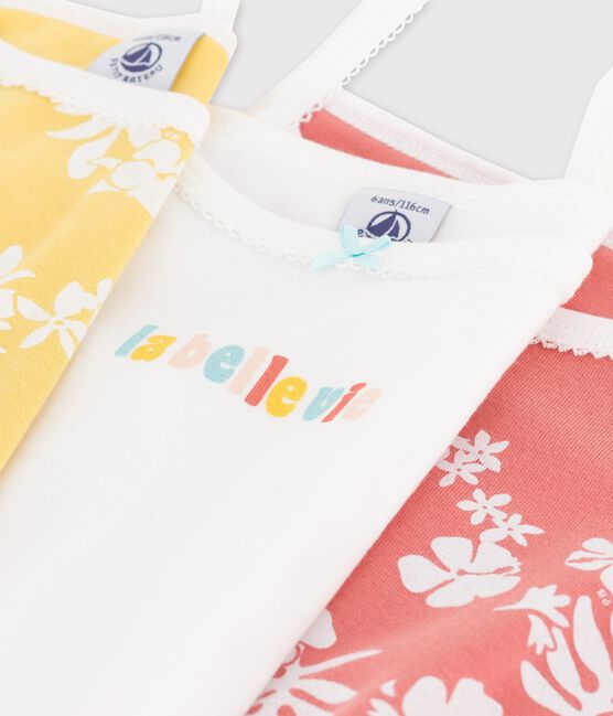 Confezione da 3 canottiere con spalline Hawaï bambina in cotone variante 1
