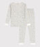 Pigiama bambina in cotone aderente bianco MARSHMALLOW/bianco MULTICO