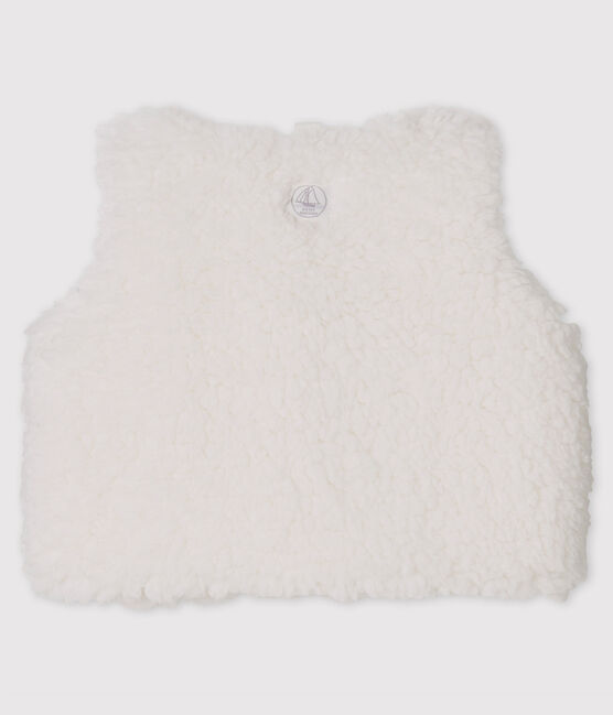 Gilè senza maniche bebè femmina in sherpa bianco MARSHMALLOW