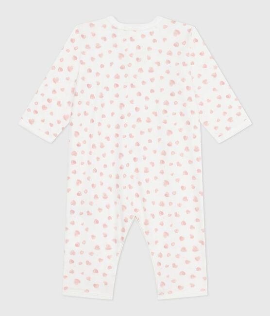 Pigiama senza piedini in cotone stampato neonato bianco MARSHMALLOW/rosa CHARME