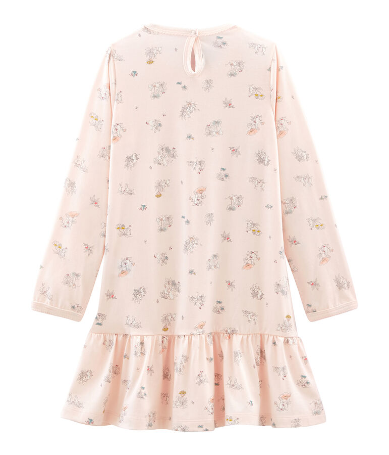 Camicia da notte bambina in cotone sottile rosa/multicolore
