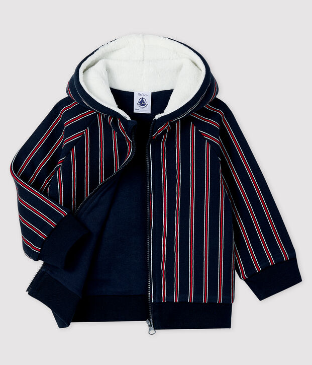 Felpa con cappuccio beb&egrave; maschietto blu/multicolore