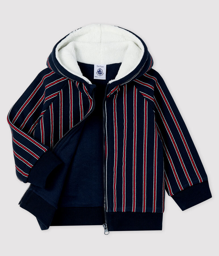 Felpa con cappuccio beb&egrave; maschietto blu/multicolore