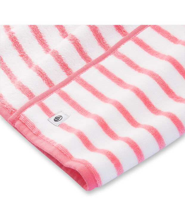 Mantellina da bagno beb&egrave; unisex in spugna bianco/rosa