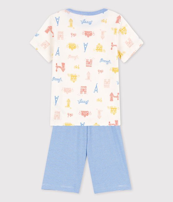 Pigiama corto Parigi bambino in cotone bianco MARSHMALLOW/bianco MULTICO