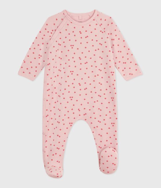 Pigiama in tessuto felpato spazzolato con stampa neonato rosa JOLI/bianco MULTICO