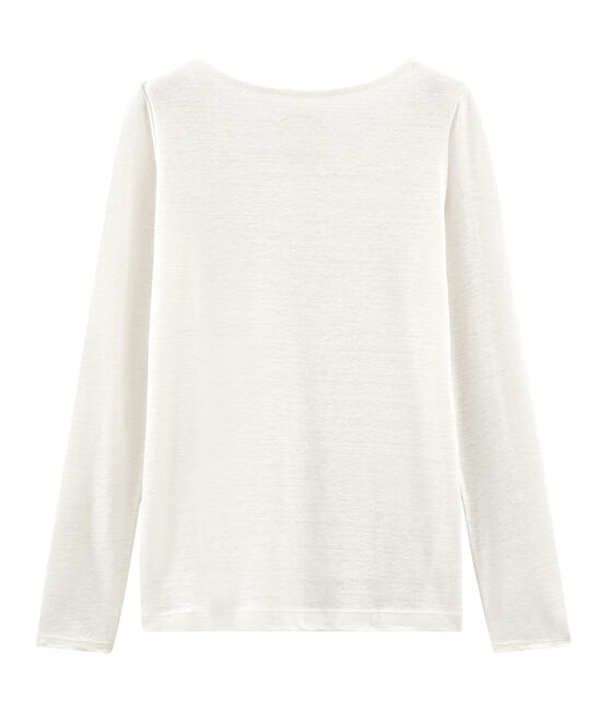 T-shirt maniche lunghe donna in lino bianco MARSHMALLOW