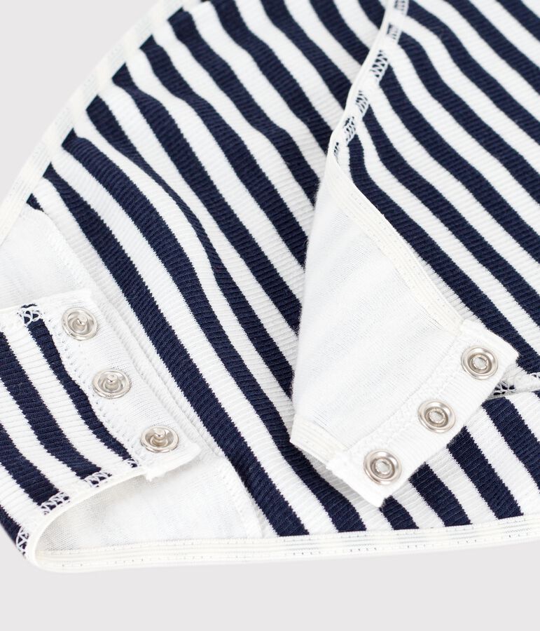 Body a maniche corte donna in cotone a righe blu/bianco