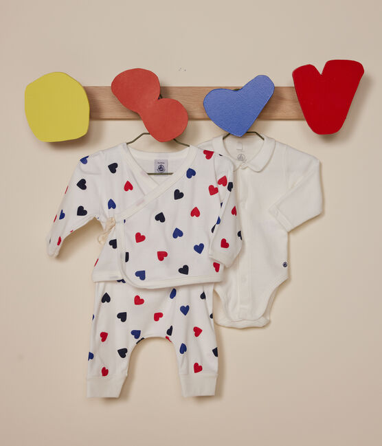 Set 3 pezzi in cotone neonato bianco MARSHMALLOW/bianco MULTICO