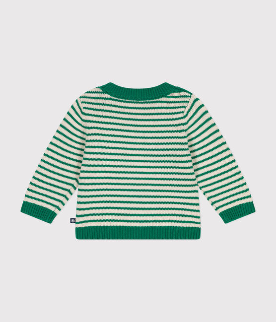 Pullover in maglia di lana e cotone neonato verde JARDIN/ AVALANCHE