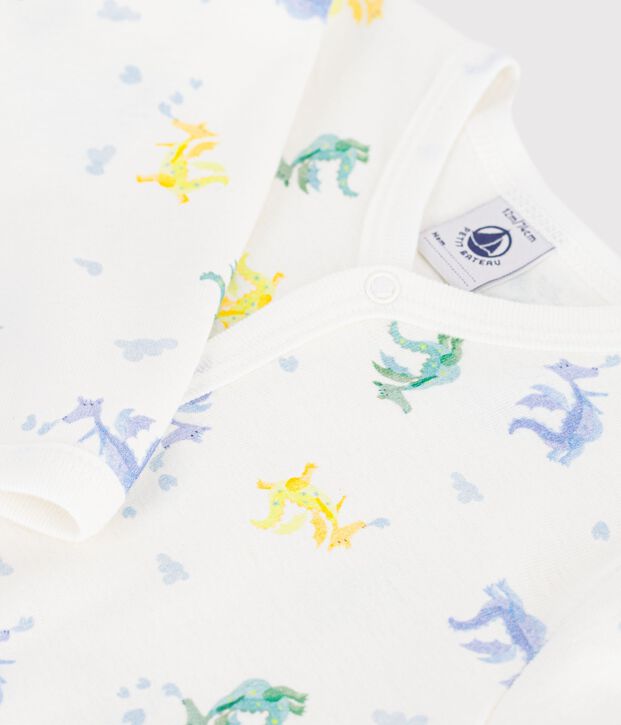 Pigiama senza piedini in cotone con draghi stampati neonato bianco/multicolore
