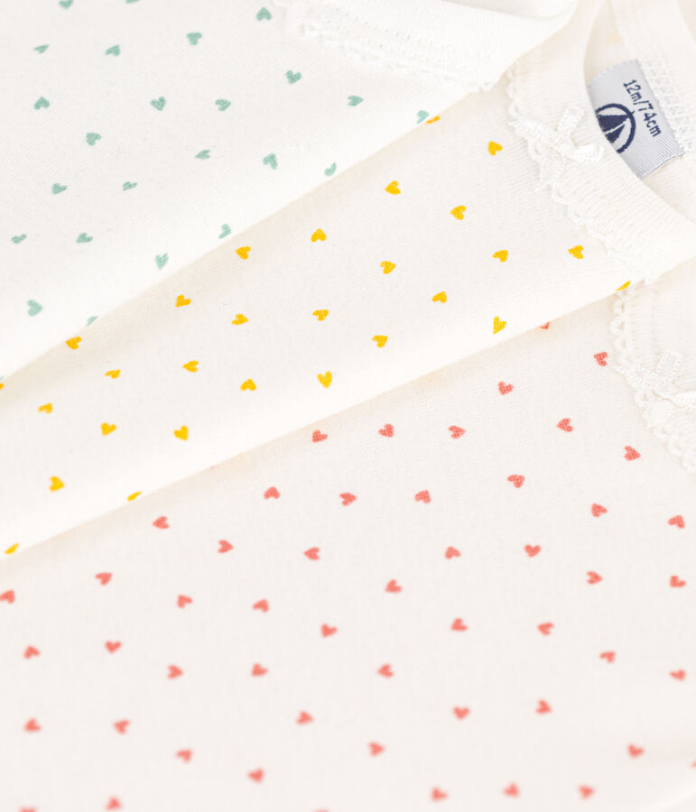 Confezione da 3 body manica corta con cuori in cotone multicolore