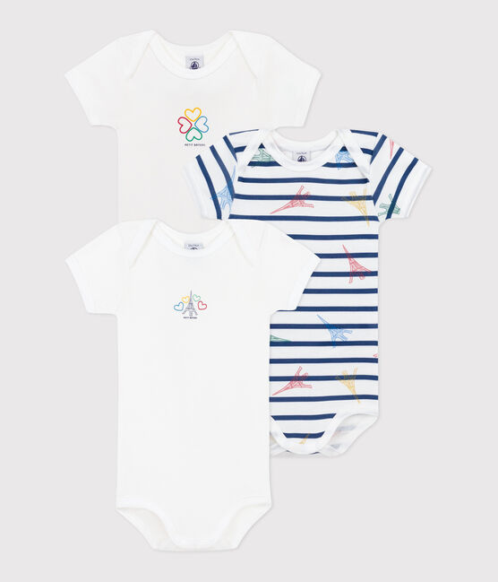 Set da 3 body incrociati a maniche corte in cotone Parigi neonato variante 1