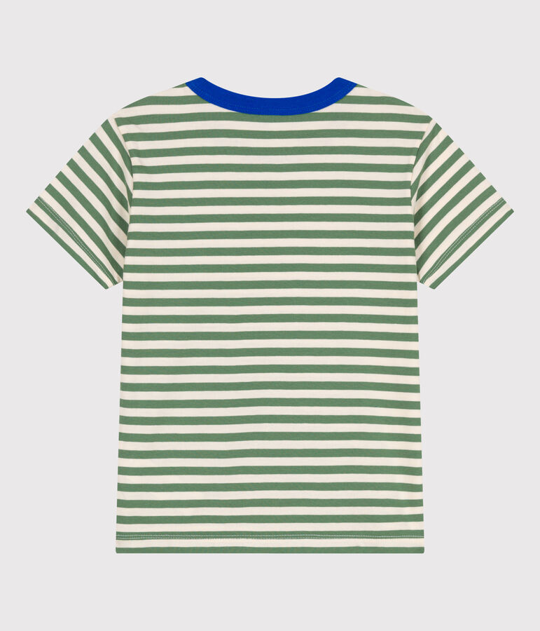 T-shirt a maniche corte in cotone a righe bambino verde PALMERAIE/ AVALANCHE