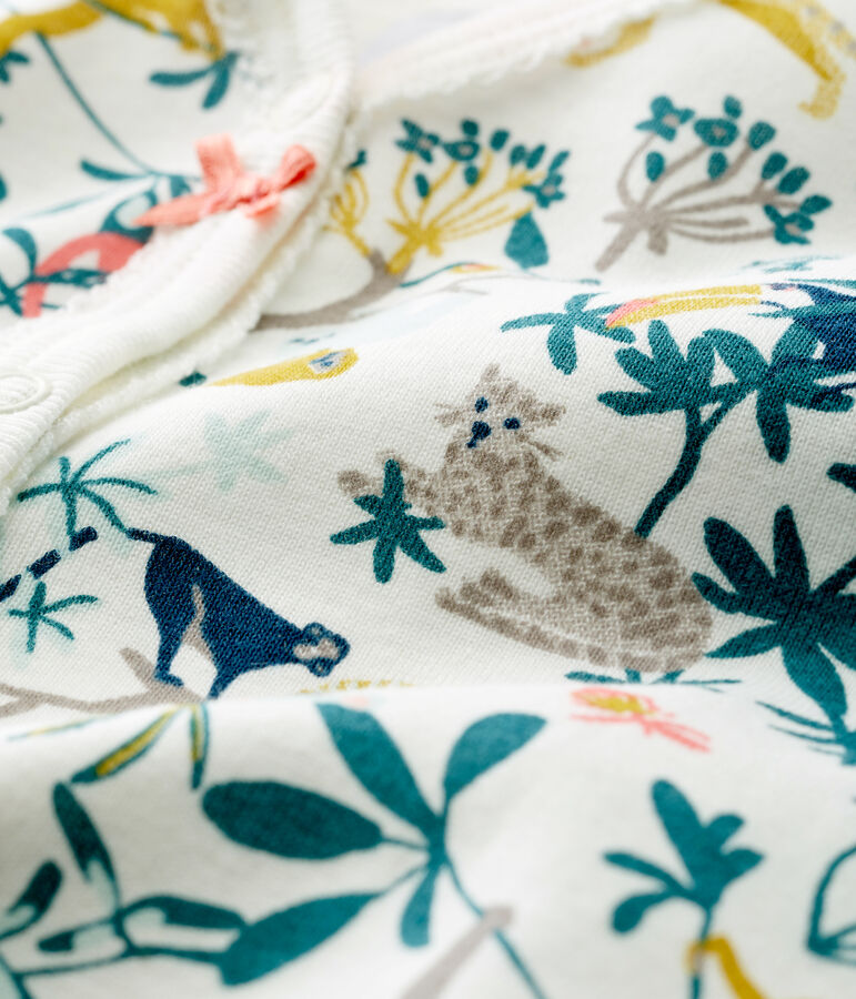 Tutina beb&eacute; femmina a costine bianco MARSHMALLOW/bianco MULTICO