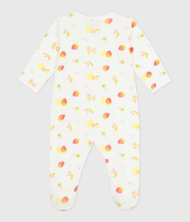 Pigiama in cotone con frutti stampati neonato bianco/multicolore