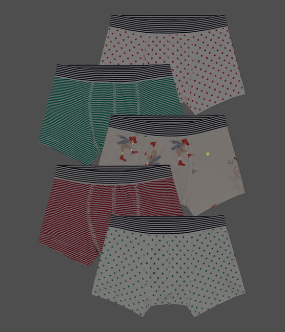 Confezione da 5 boxer in cotone da bambino di cui uno fosforescente variante 1