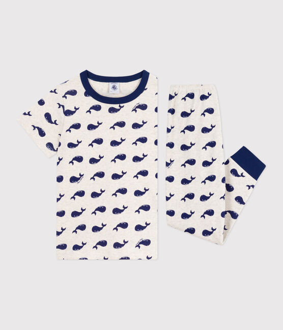 Pigiama a maniche corte e gamba lunga in cotone con stampa bambino beige MONTELIMAR/blu MEDIEVAL