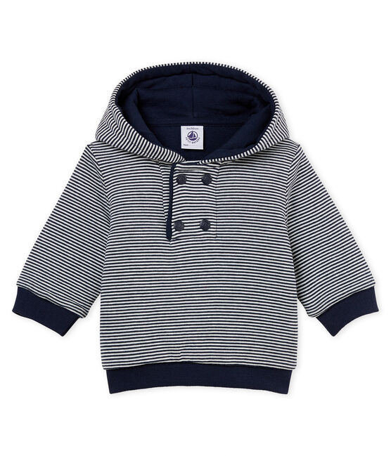 Felpa con cappuccio in ovatta rigata neonato blu SMOKING/bianco MARSHMALLOW