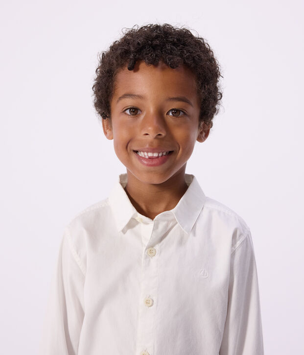 Camicia a maniche lunghe in cotone per bambini bianco